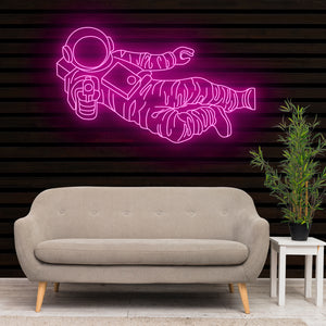 Astronaut Gun Neon Sign Light